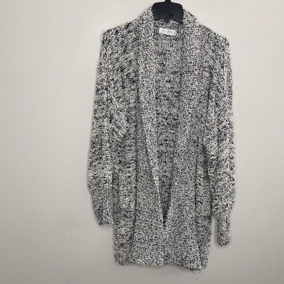 BY BITA Womens Gray Black Flecked Chunky Knit Cardigan Sweater ONE SIZE OS - Picture 1 of 9